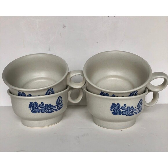 VINTAGE PFALTZGRAFF YORKTOWNE FLAT CUPS 4 PC. COFFE/TEA STONE MUGS - Picture 1 of 8